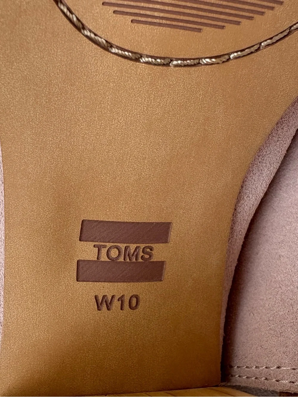 TOMS Elba Blush Suede Peep Toe Wood Block Heel  Womens 10